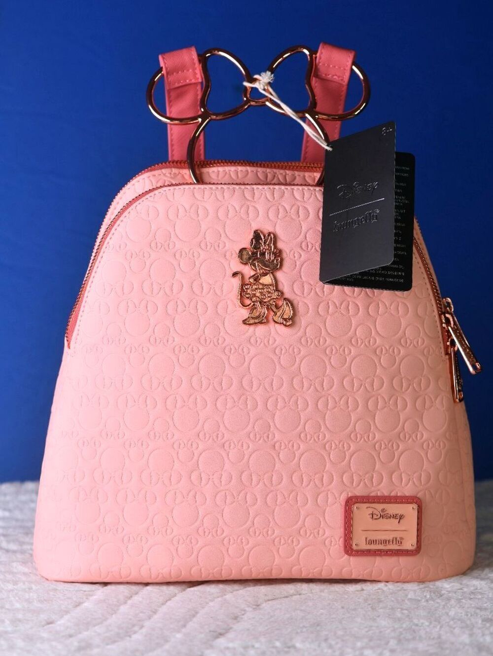 Loungefly Disney Minnie Mouse Blush Debossed Backpack - NWT - Picture 2 of 8